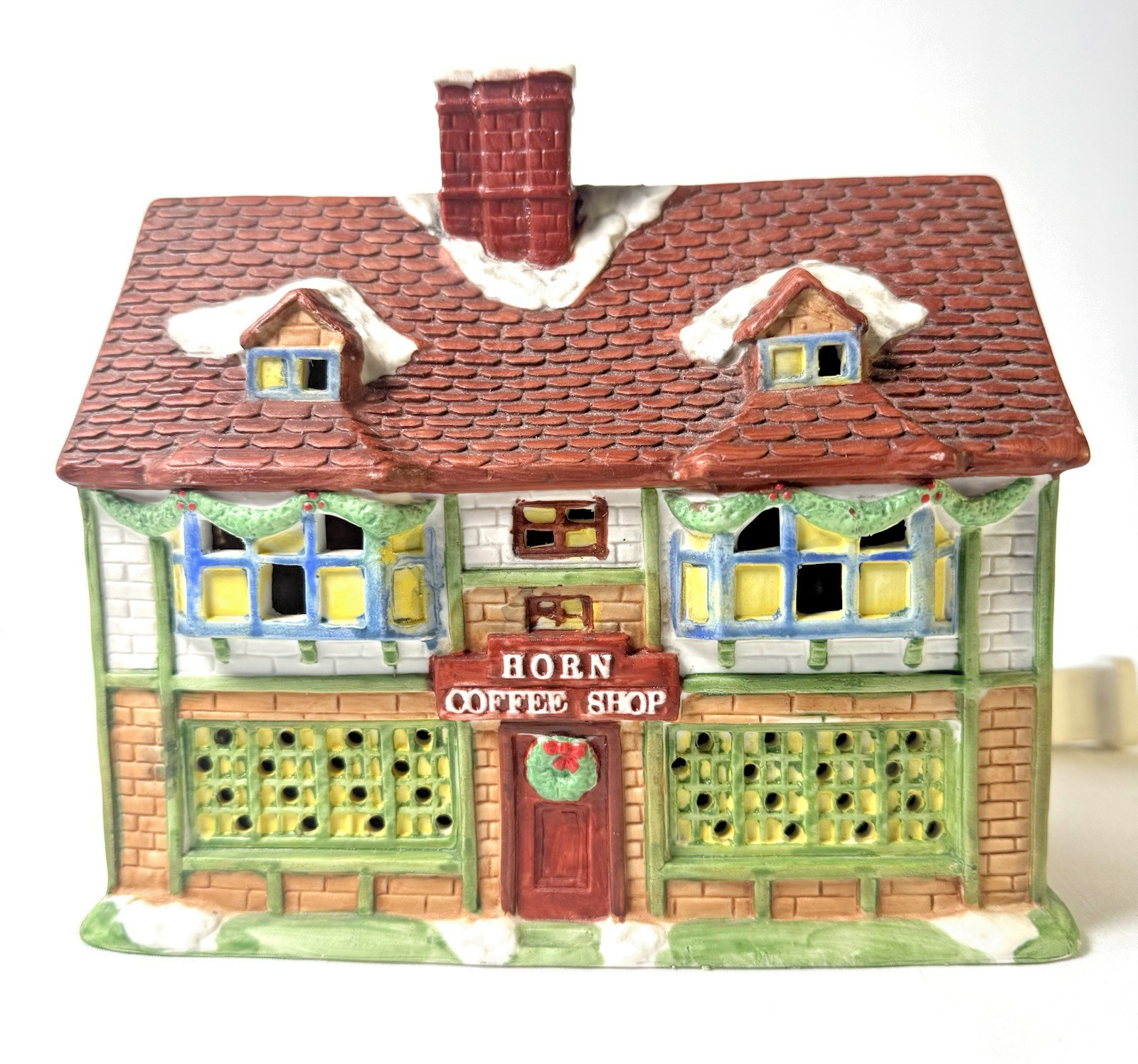 1991 Horn Coffee Shop Porcelain Lighted Village National Decorations Dickens
