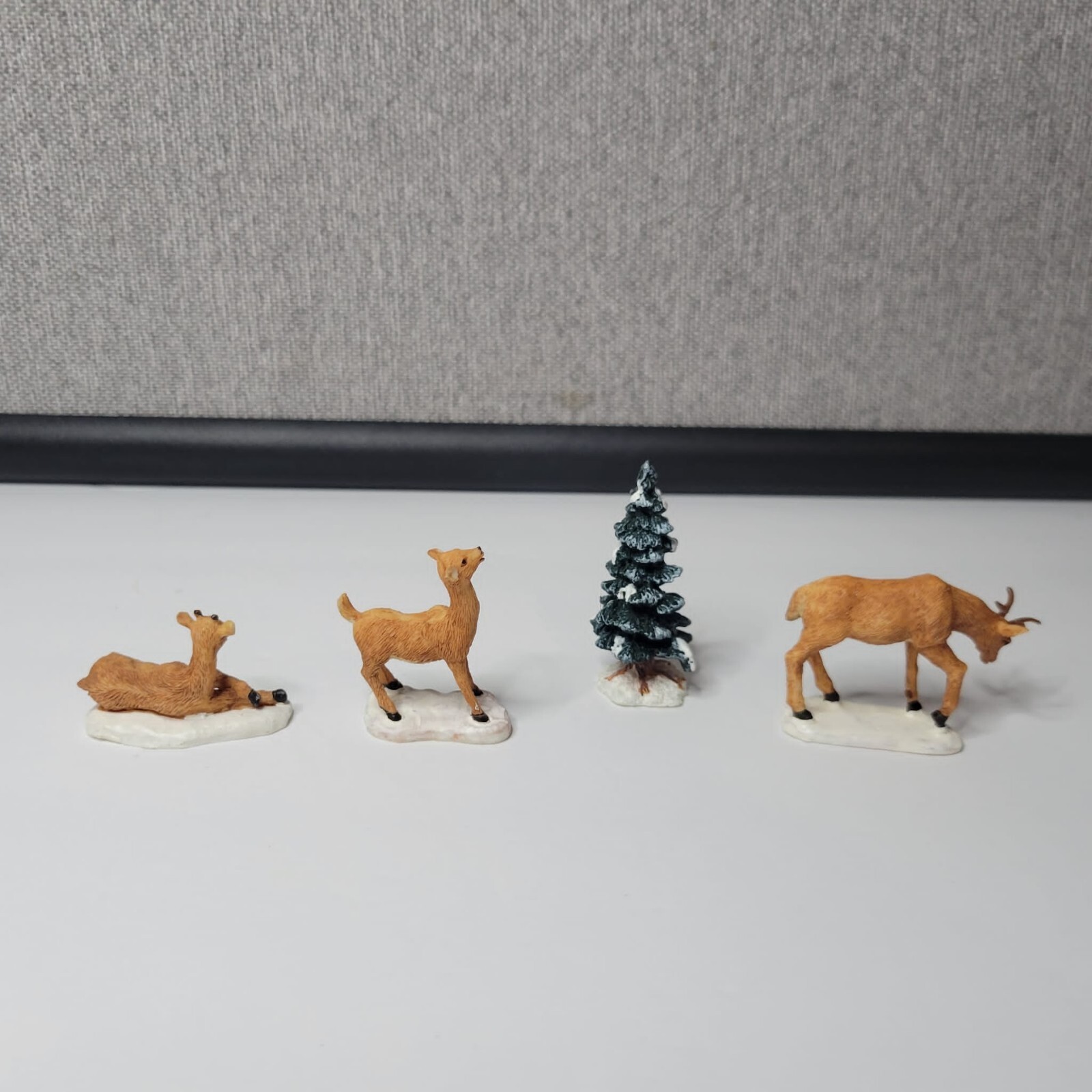 Enchanted Forest Dad and Fawns Poly-Resin Set Of 4 Figurine