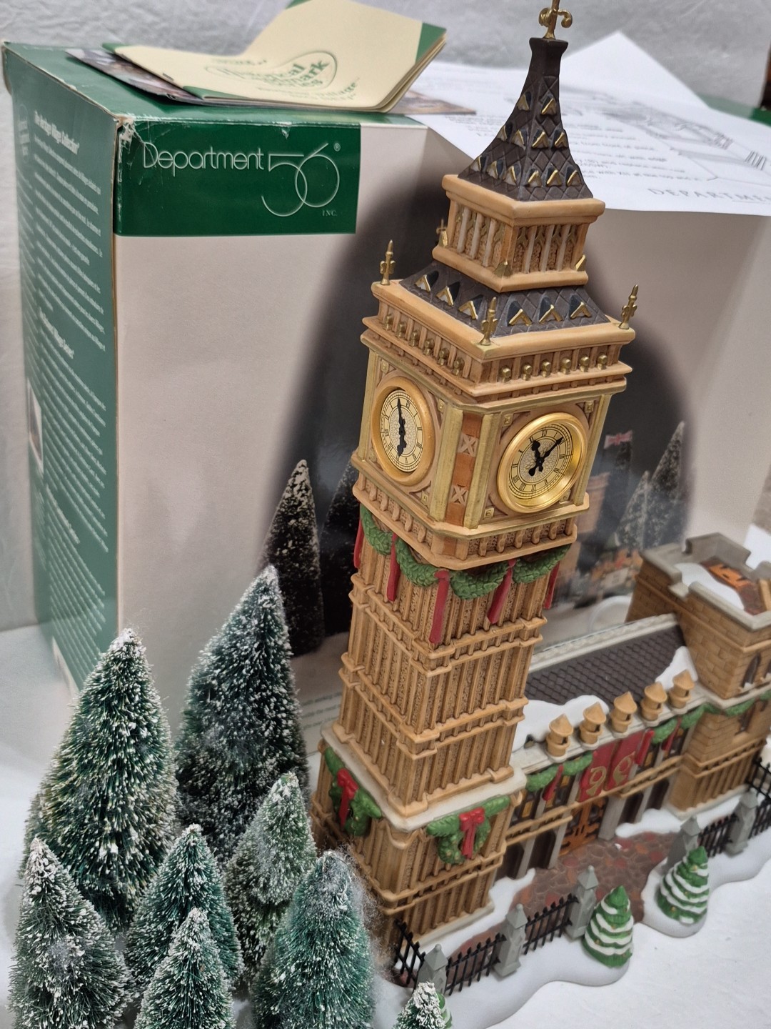 Department 56 Dickens Village “Big Ben” In Original Box With Light & Trees 58341