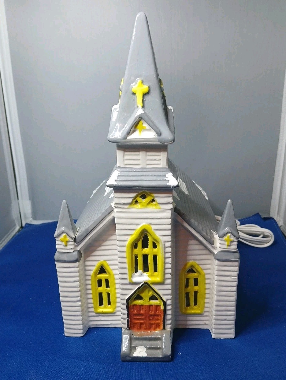 Vintage Ceramic Lighted Christmas Village House “INDIAN WORSHIP” By Yuletide