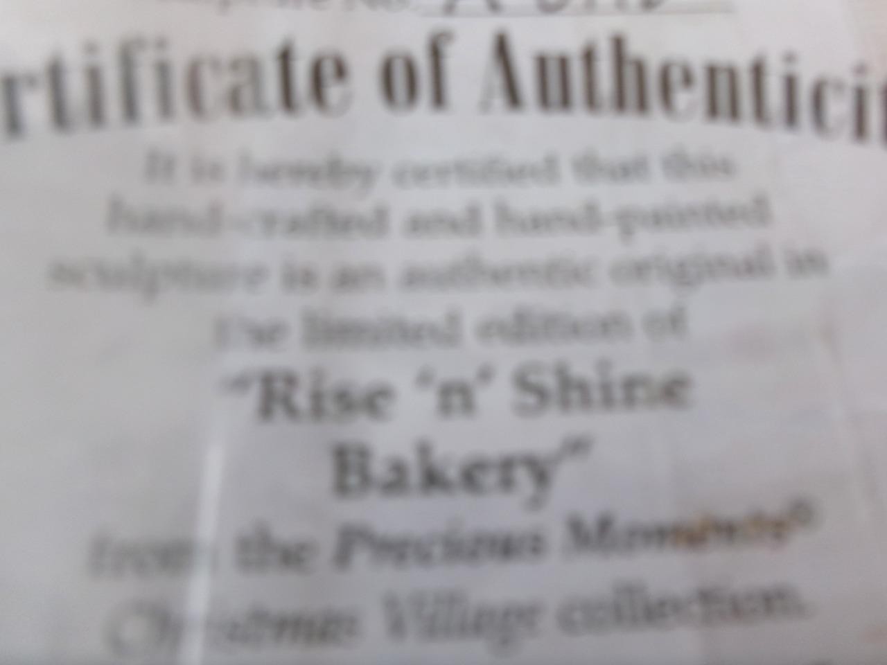 Precious Moments Rise ‘n’ Shine Bakery Hawthorne Christmas Village COA NEW