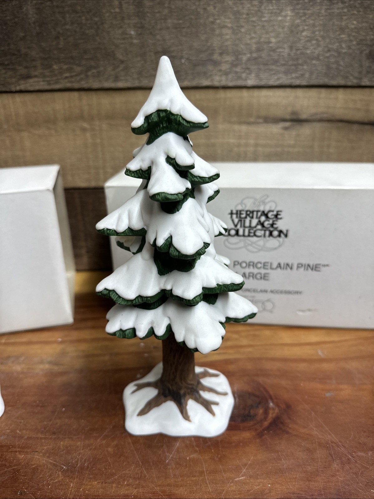 Dept 56 Village Porcelain Pine Large 5218-3 Set Of 2 In Boxes