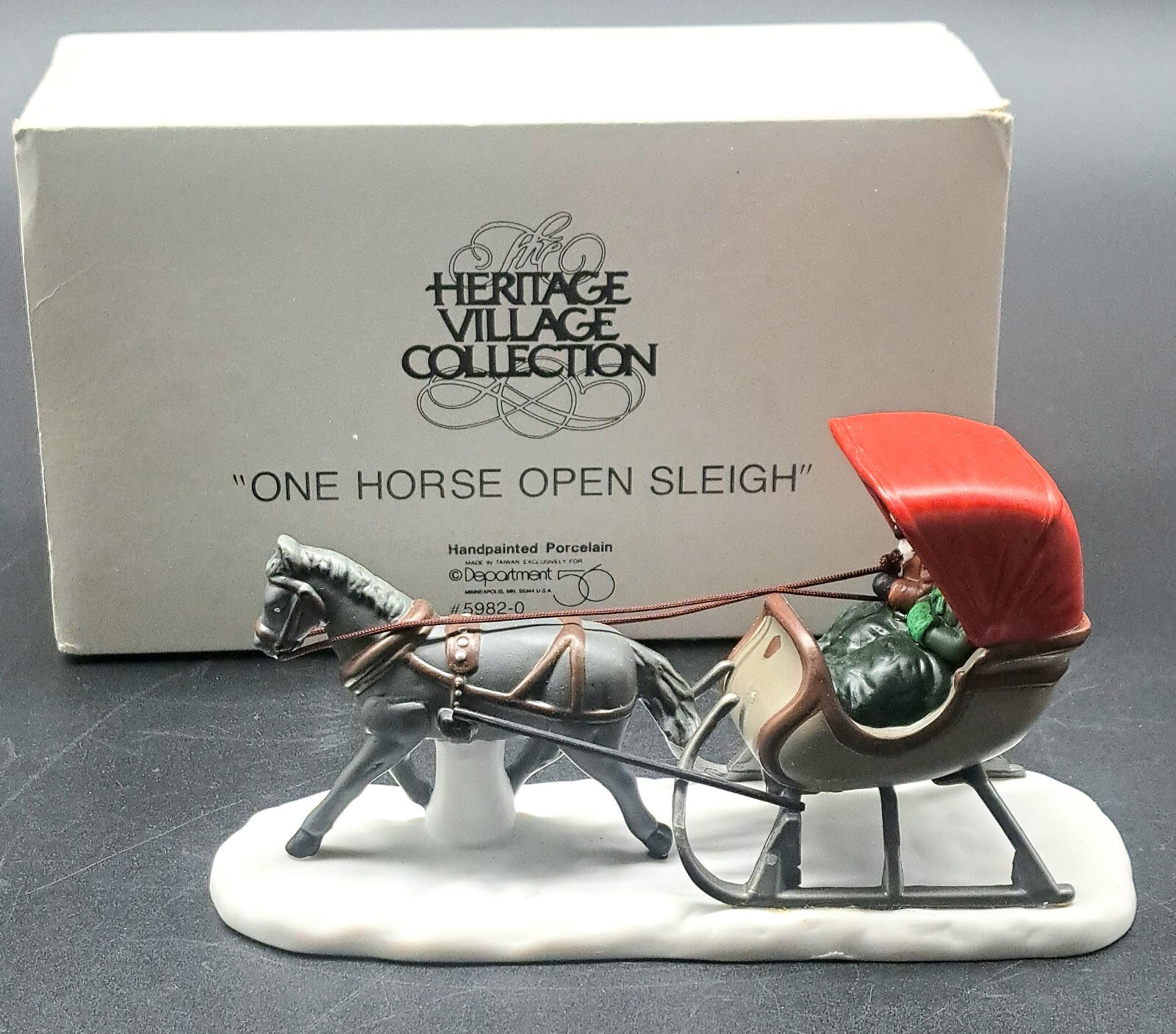 Department 56 One Horse Open Sleigh Heritage Village Collection 5982-0 Vintage