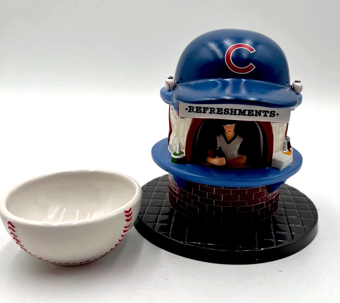 Dept 56 Chicago Cubs Lighted Refreshment Stand w Snack Dish MLB Baseball Village