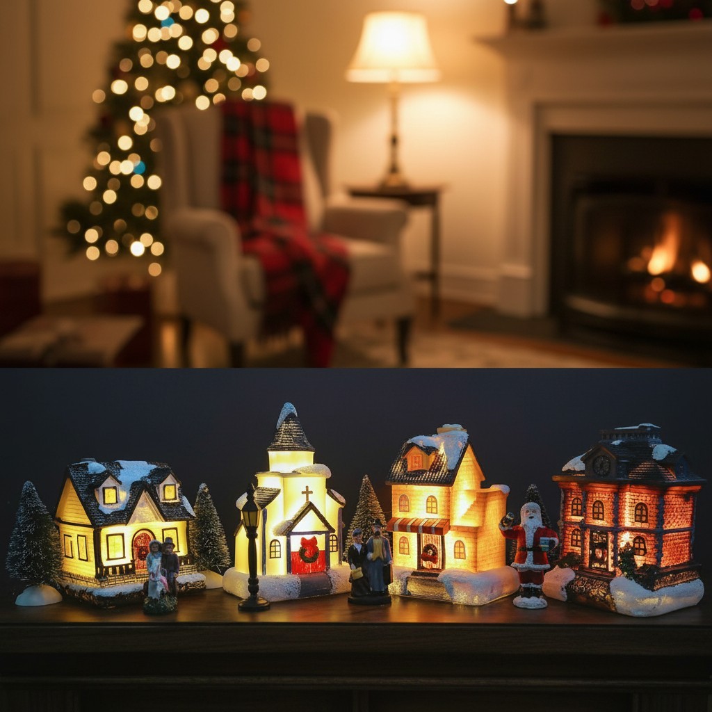 Charming LED Lighted Christmas Village Set – Indoor Holiday Decor for Families