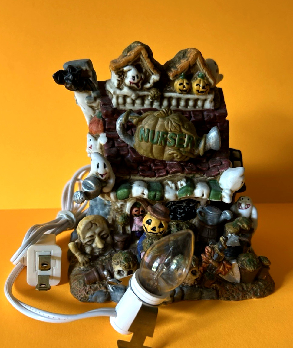 Spooky Hollow Haunted Nursery Lighted Porcelain House Halloween Village w/ Cord