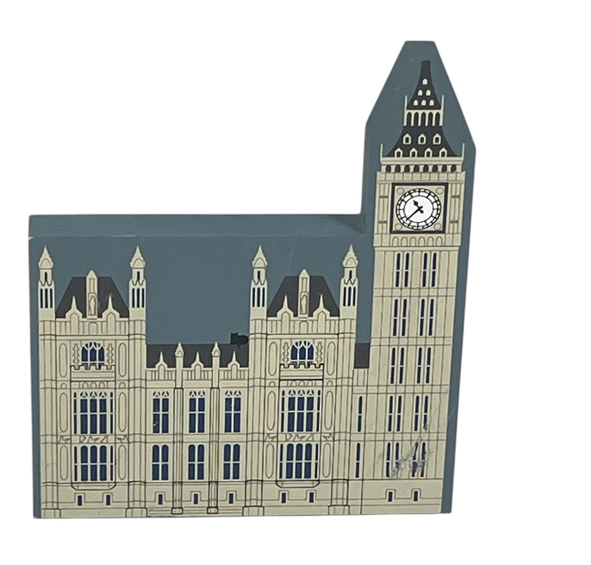Cats Meow Wood Folk Art Shelf Sitter LONDON HOUSE of PARLIAMENT & BIG BEN Signed