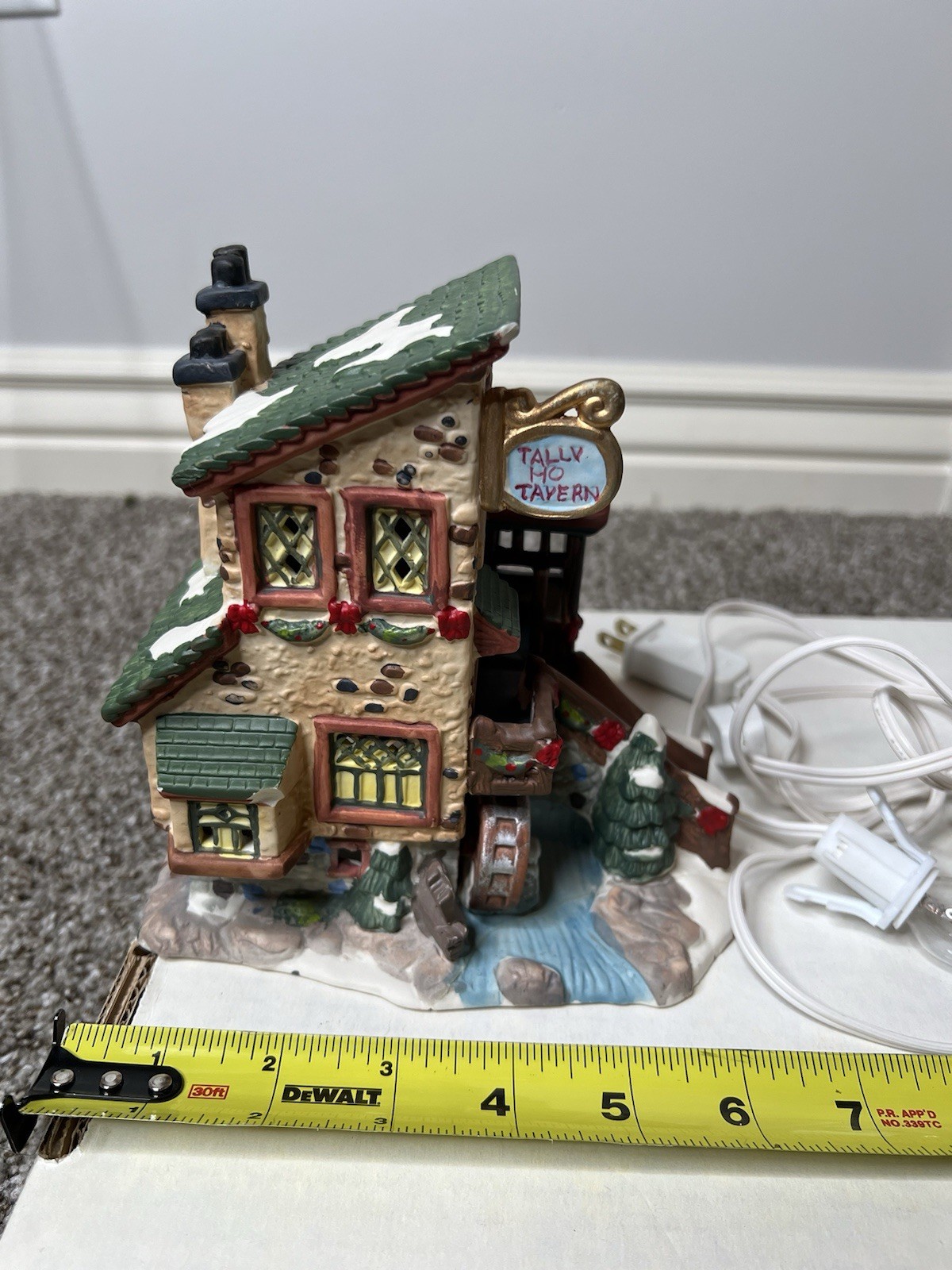 Christmas Streets Tally Ho Tavern 1999 lighted building Village With Cable