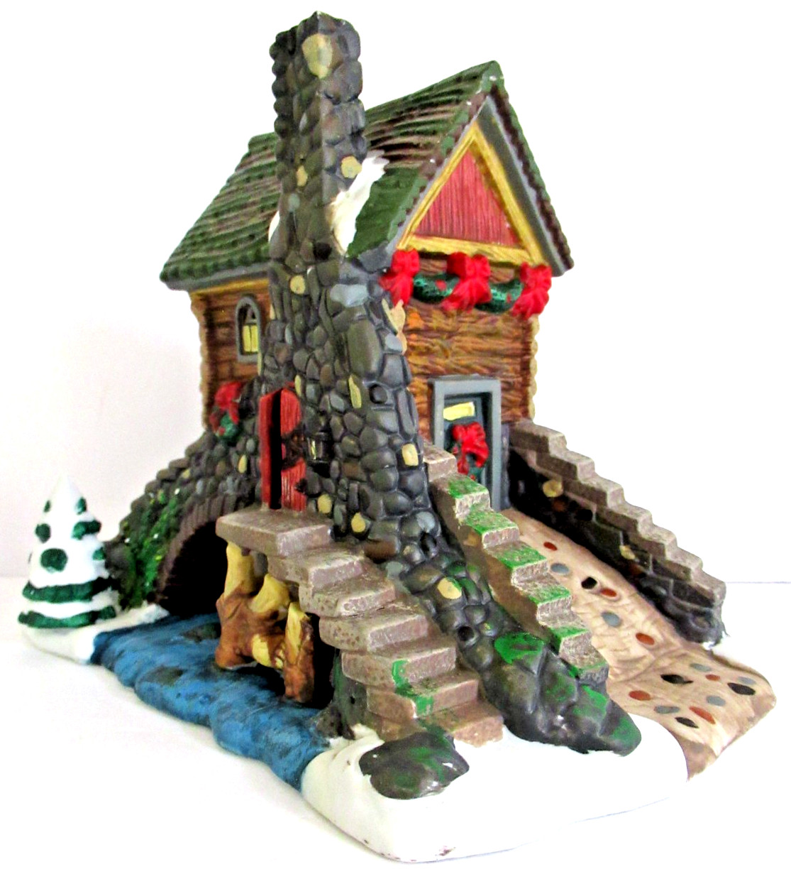 SANTA’S WORKBENCH “STONE BRIDGE WITH HOUSE” ~ (2001) ~ ** VILLAGE ACCESSORY **