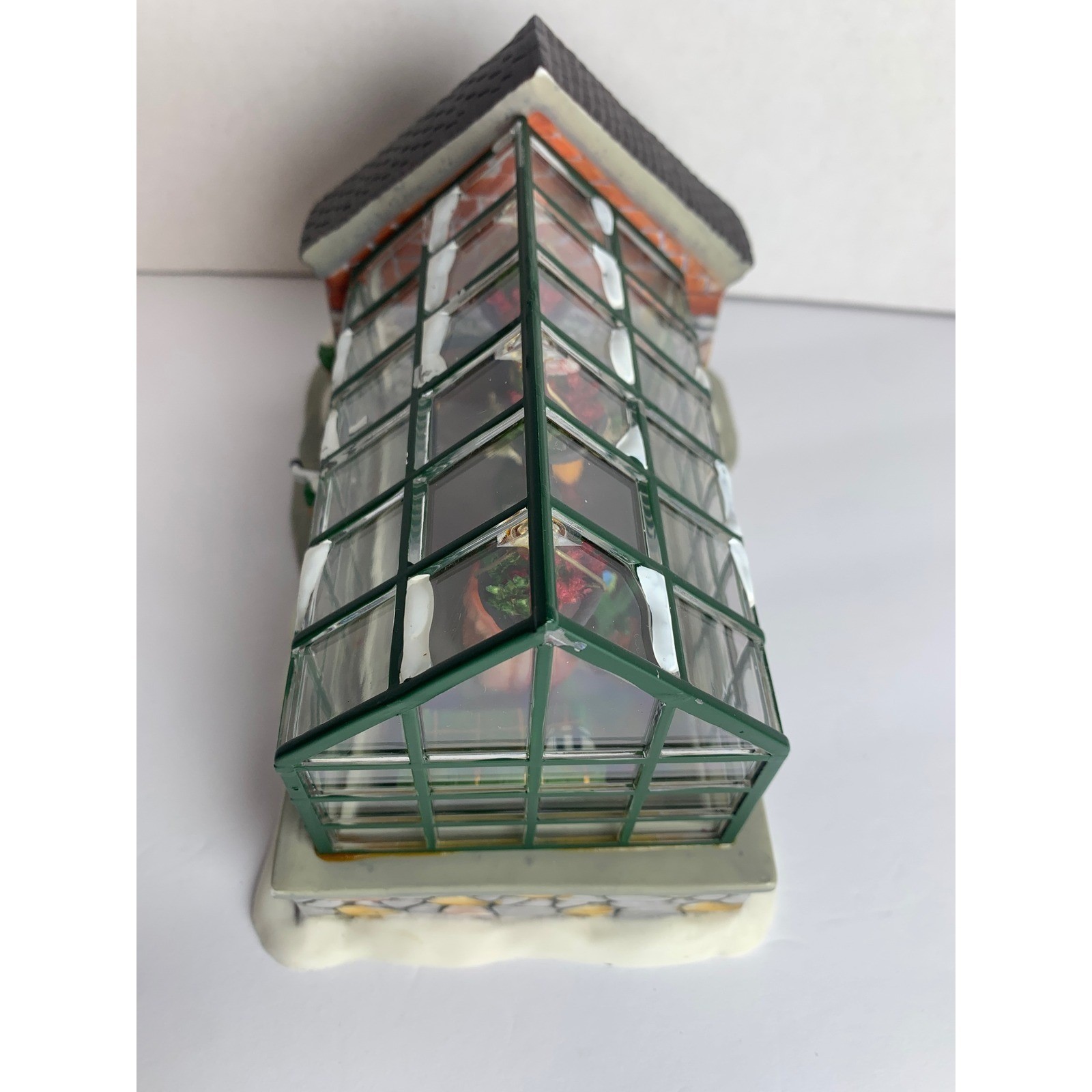 Christmas Village Greenhouse Building Hand Painted Ceramic Holiday Decor House