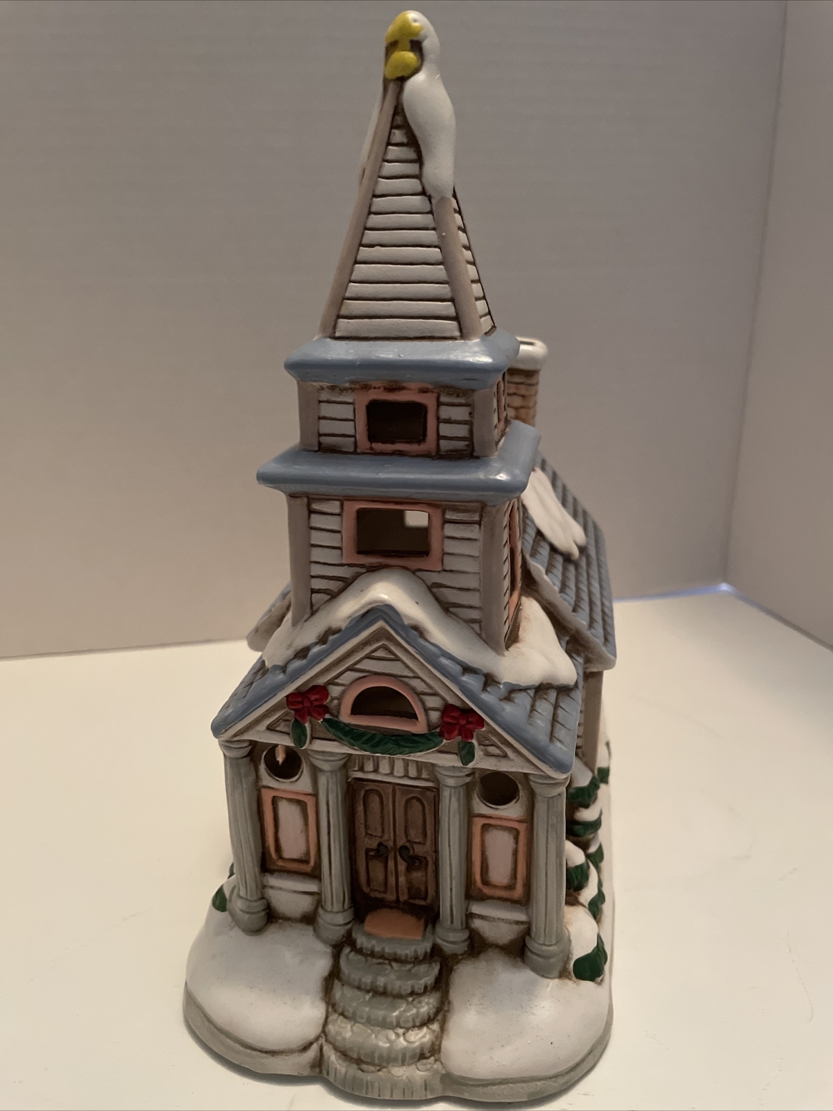 LEFTON CHURCH 1987 BYRON WOOD 06333 LIGHTED CHRISTMAS VILLAGE CERAMIC