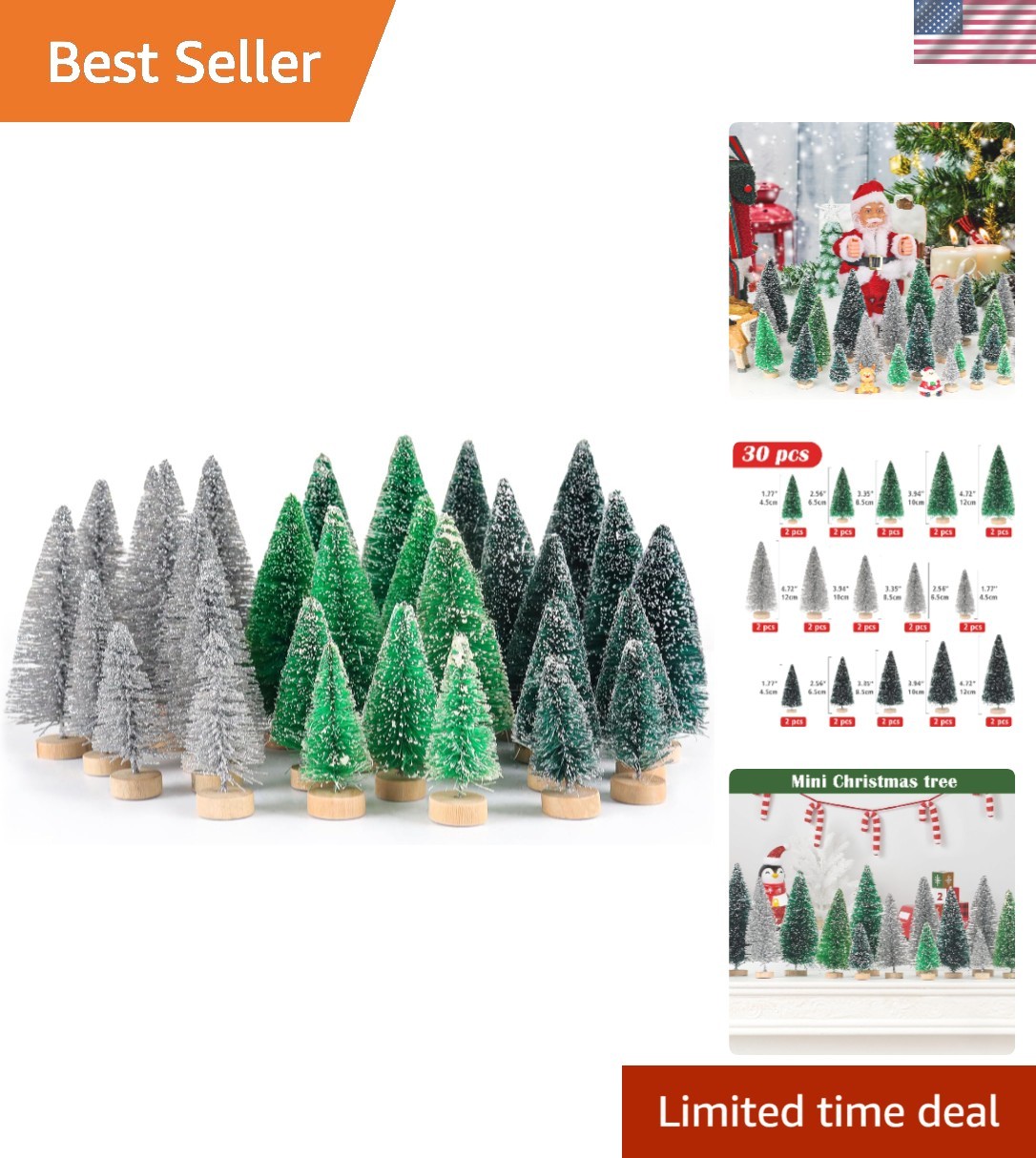 Versatile 30-Piece Bottle Brush Trees for Indoor Christmas Displays & DIY