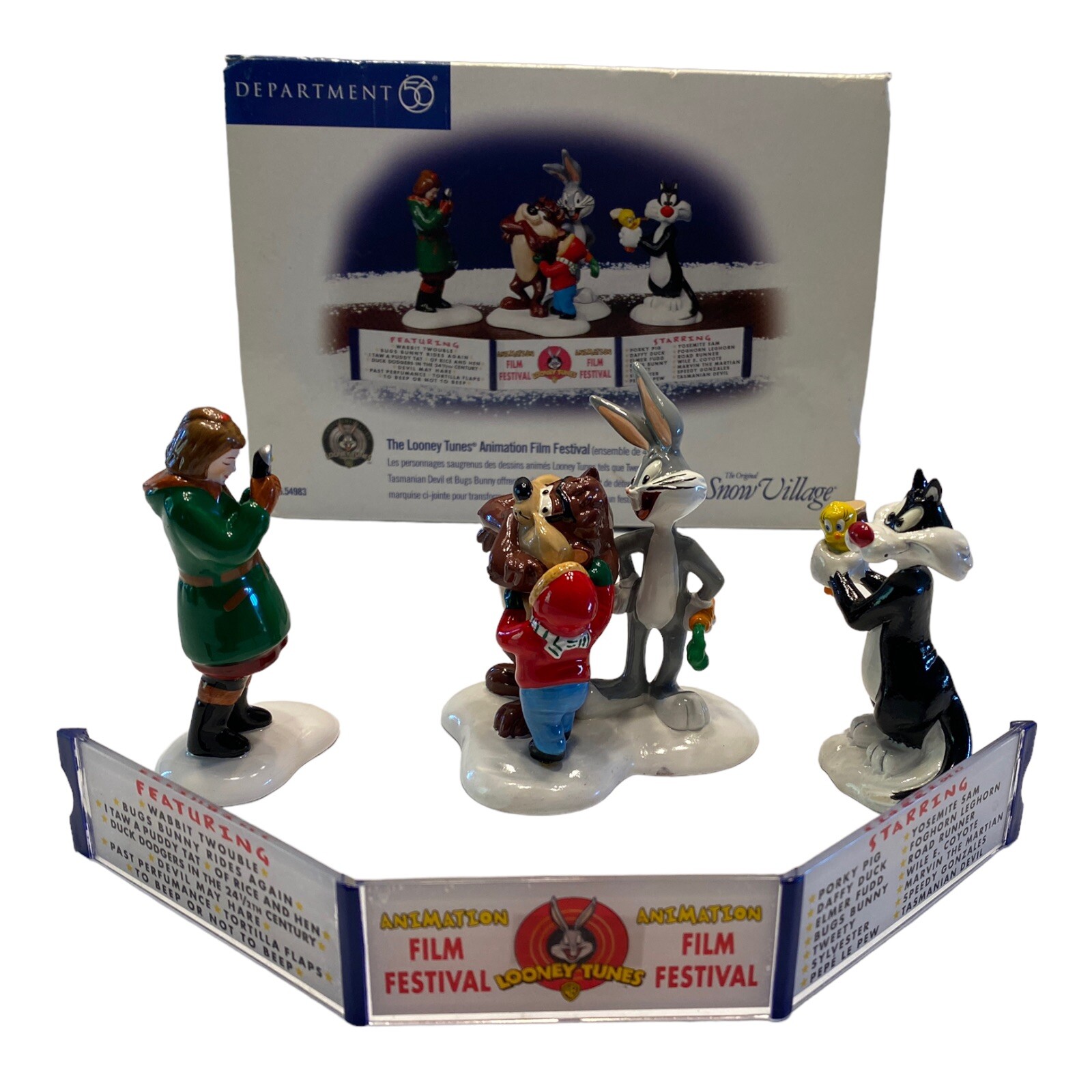Department 56 Snow Village 56.54983 Looney Toons Animation Film 4 Piece Set