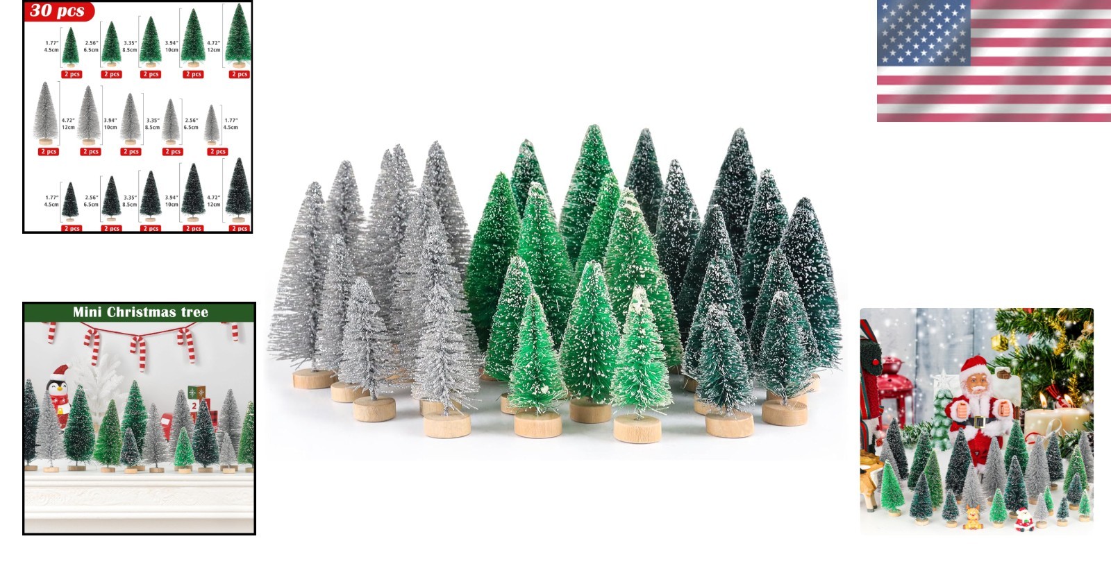Versatile 30-Piece Bottle Brush Trees for Indoor Christmas Displays & DIY