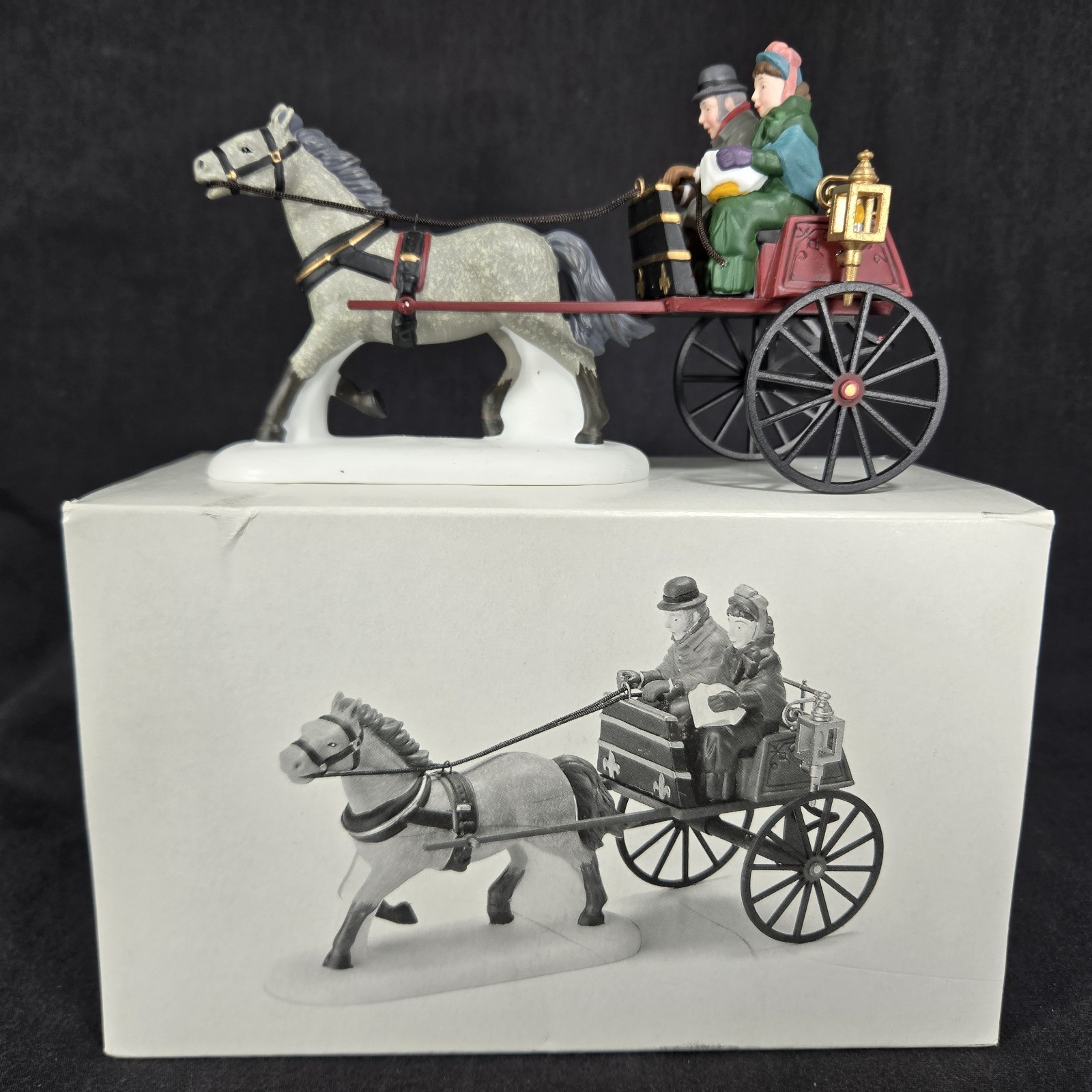 Department 56 Red Christmas Sulky Horse Heritage Village Retired Accessory 58401