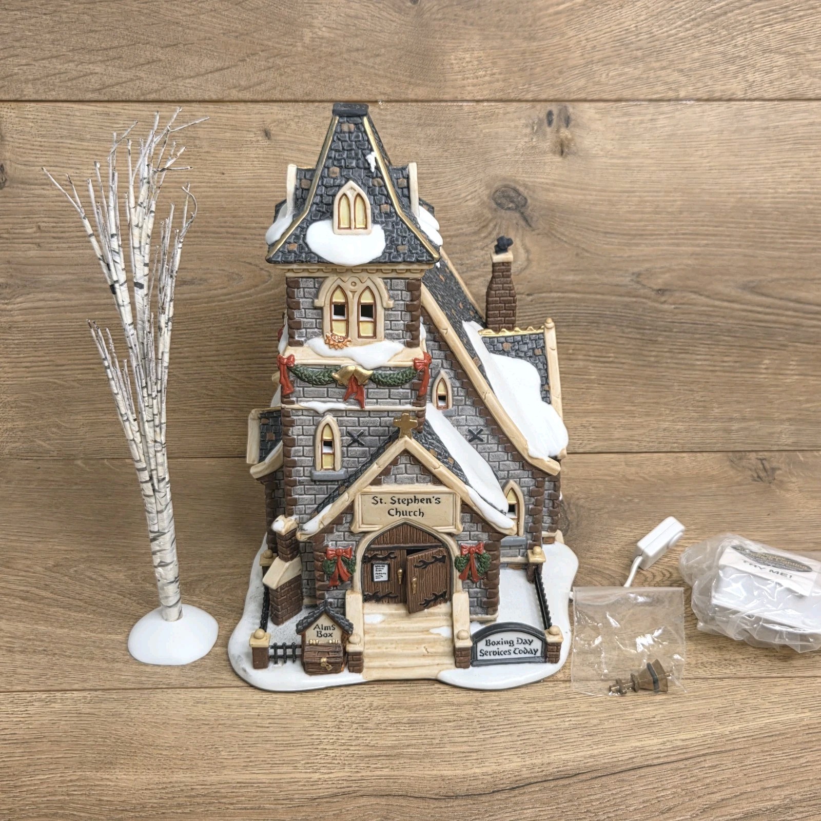 Department 56 Battery Operated St. Stephen’s Church Christmas Village w/ Tree