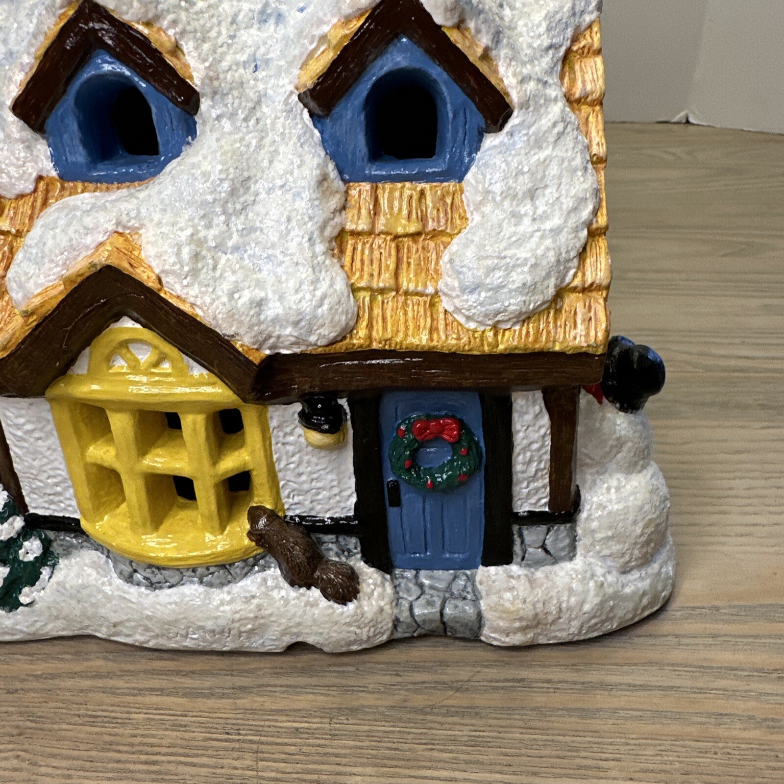 Vtg Christmas House “Up on the House Top” Santa Reindeer Snowman Plastercraft