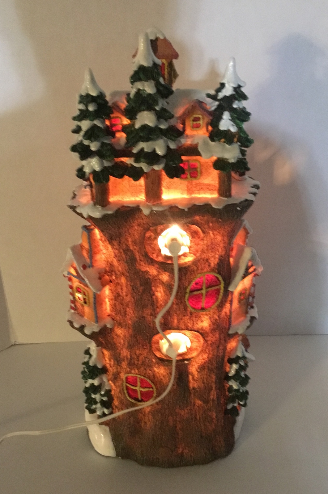 JAIMY’S Christmas Lighted Treehouse 20-1/2” Three Story Santa’s Workshop Village