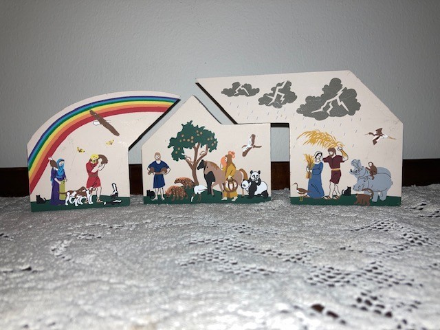 The Cat’s Meow Noah’s Ark 1996 3-Pce Wooden Shelf Sitters Set Shem, Japheth, Ham