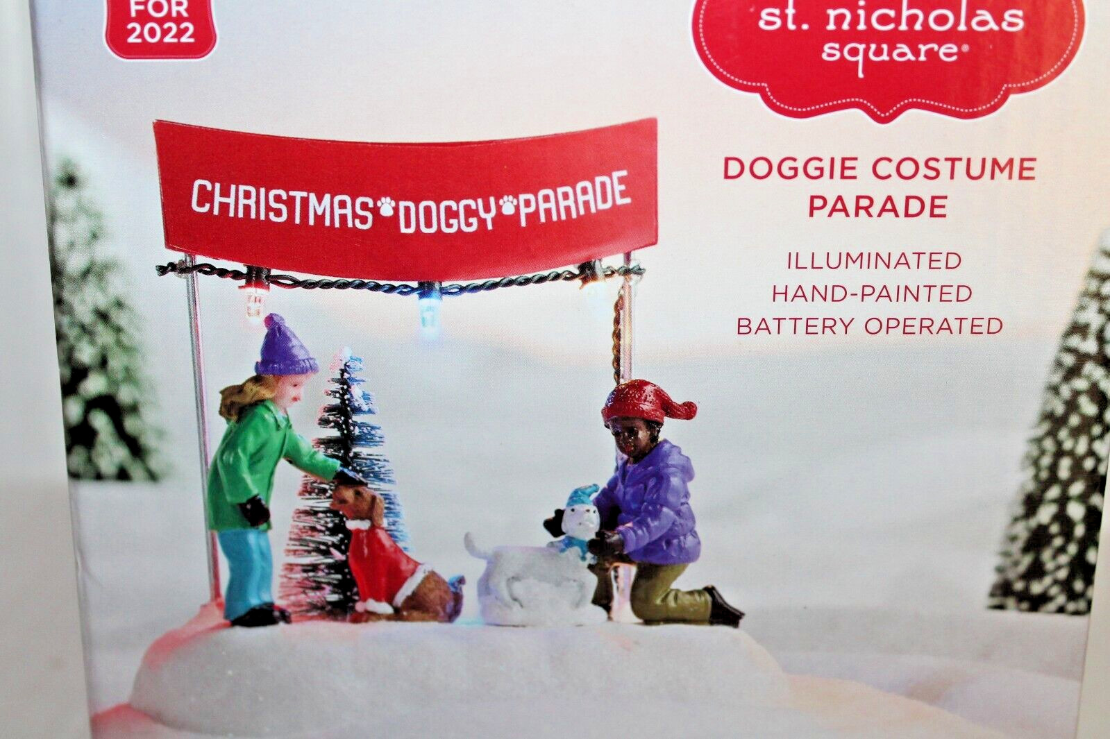 Kohls St Nicholas Square Christmas Village Doggie Costume Parade Figures w Light