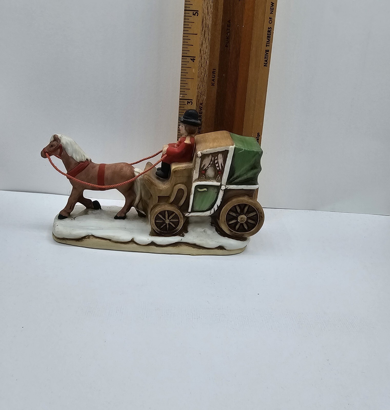 Lefton Village Cab Horse Drawn Carriage 06459 Colonial Village 1987 Coachman