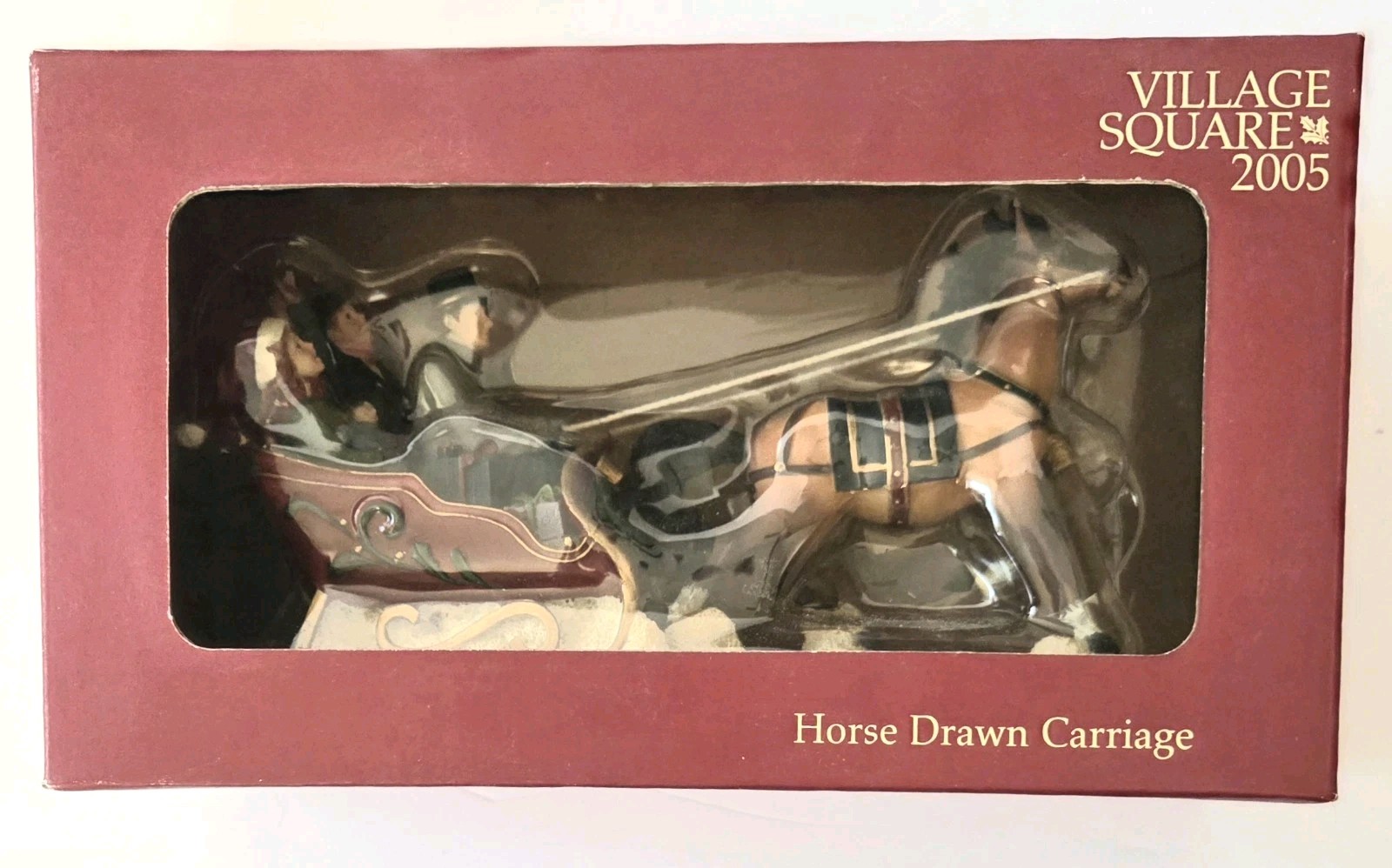 VINTAGE 2005 MERVYNS VILLAGE SQUARE HORSE DRAWN CARRIAGE FIGURE NRFB