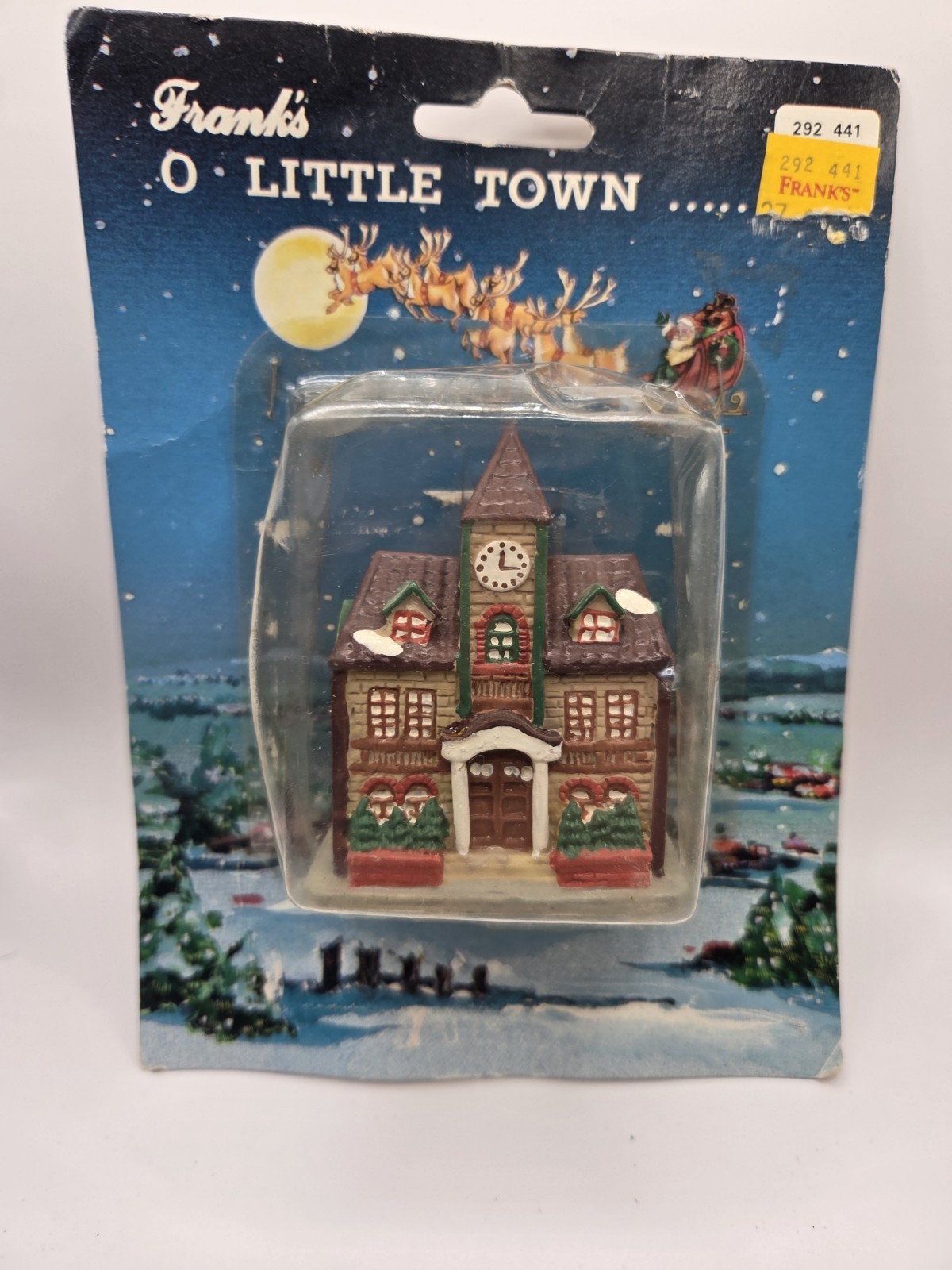 Franks O Little Town Vintage Christmas Village Town Clock Station New In Box