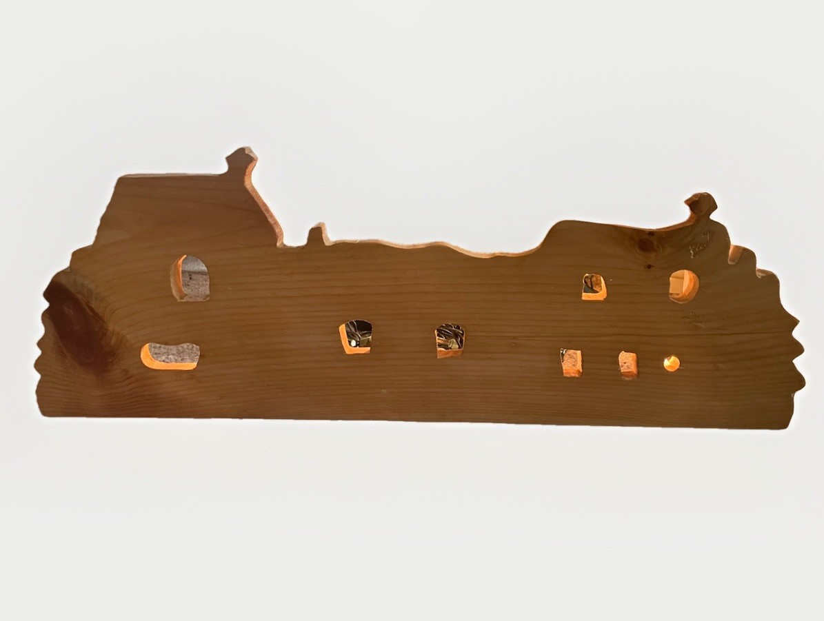 Handcrafted Wood Pueblo Village Silhouette Rustic Southwest Decor Window Cutouts