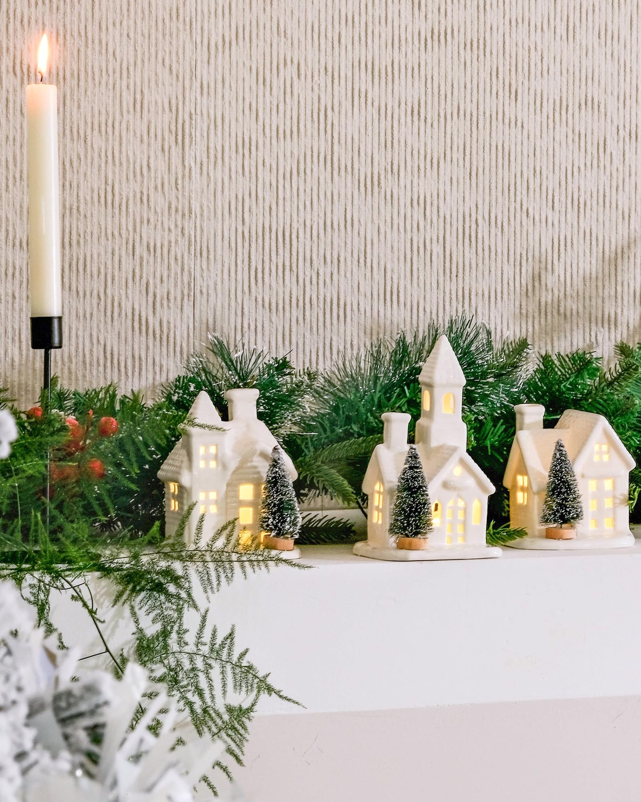 Light Up Christmas Ceramic Village Houses White Christmas Porcelain Village With
