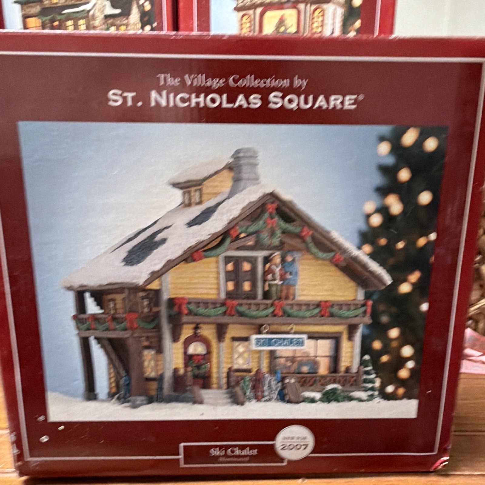 St. Nicholas Square Village Collection Ski Chalet Illuminated Boxed 2007