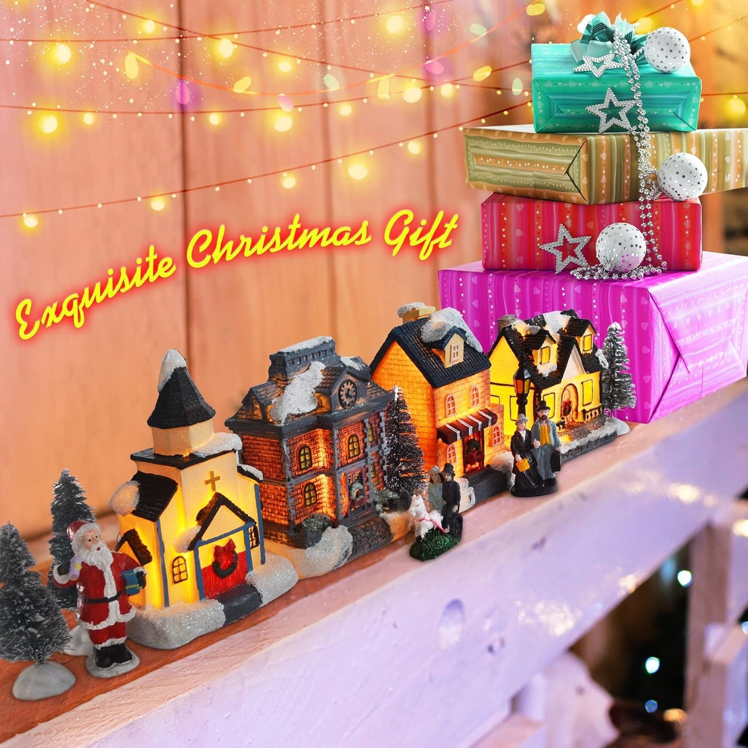 Charming LED Lighted Christmas Village Set – Indoor Holiday Decor for Families