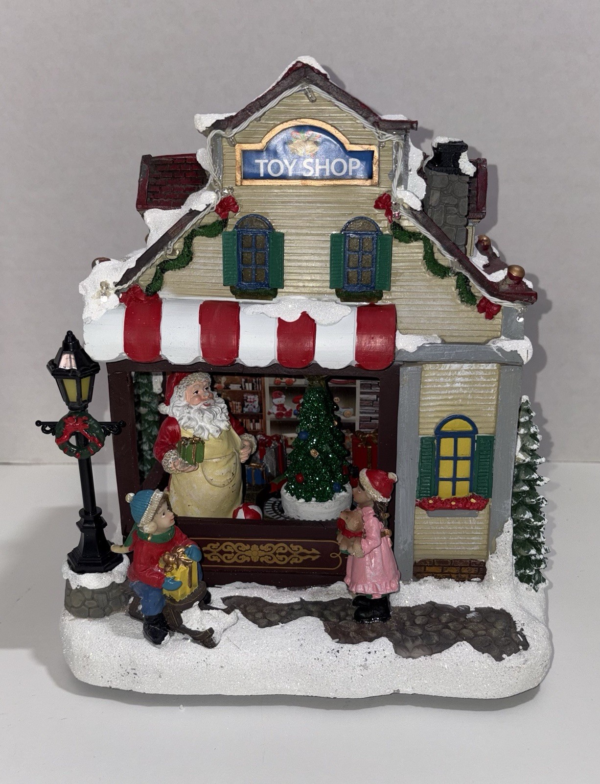 Moments in Time Christmas Village Toy Shop Lights Music Animated *VIDEO*