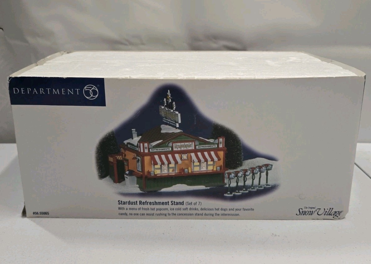 Dept 56 Snow Village STARDUST REFRESHMENT STAND Drive In Movies 55065 used. READ