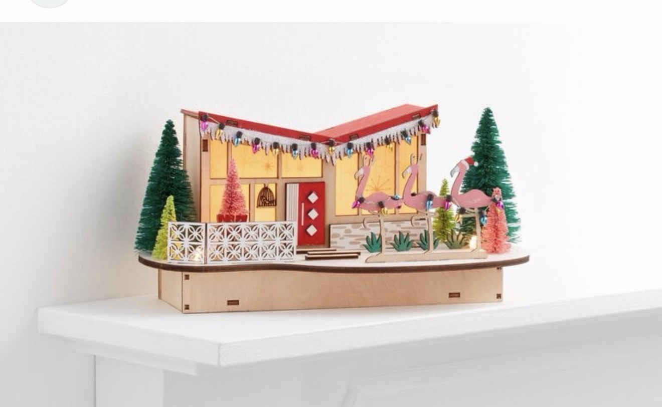 World Market Mid Century Modern Christmas House Wood