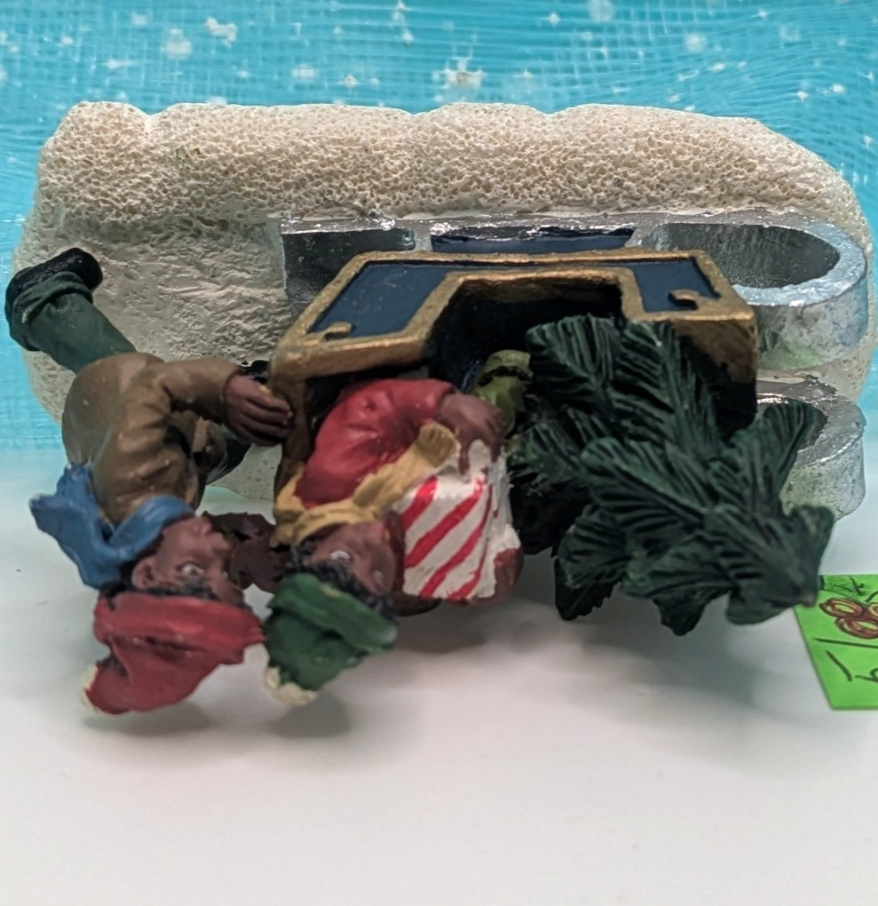 *READ* sled boy girl Christmas Village Figurine LOOSE INV51