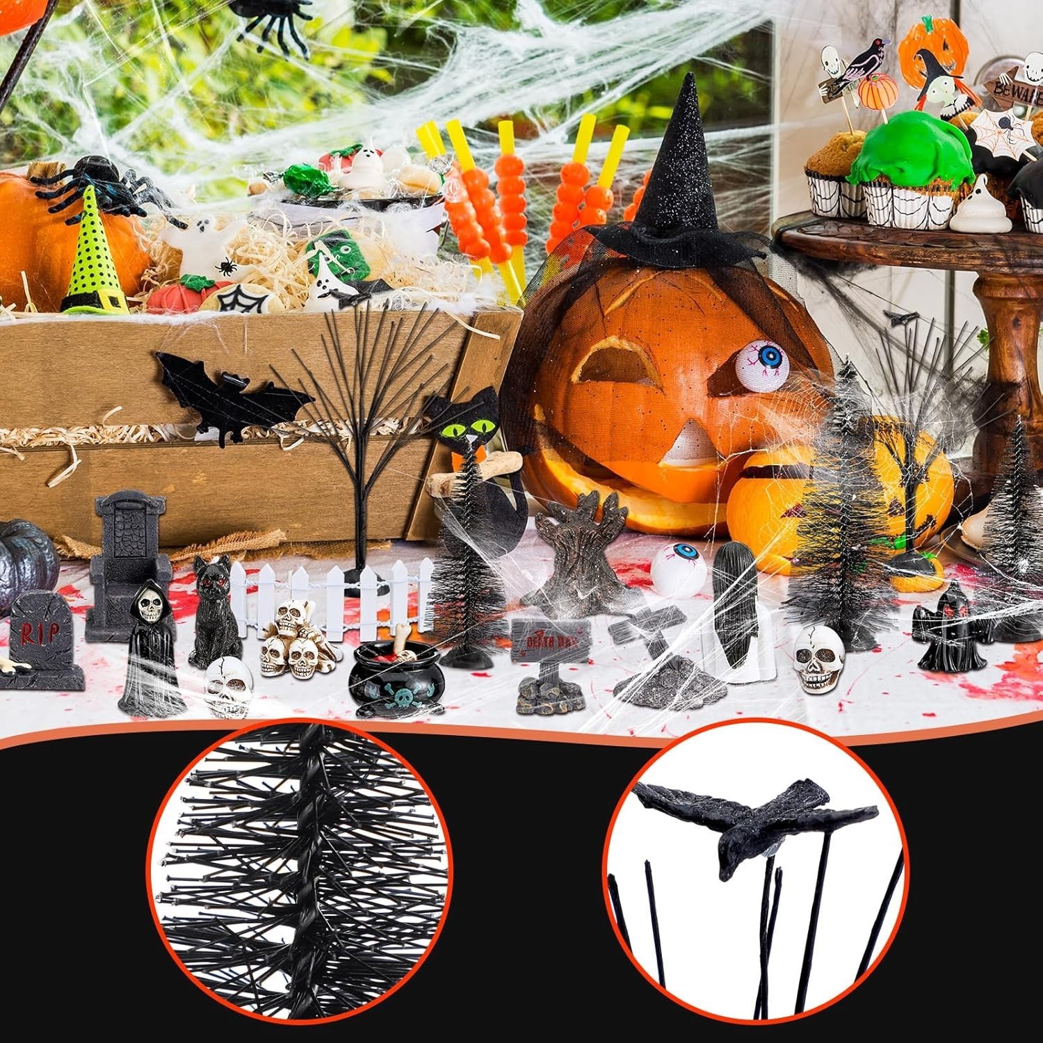 “32 Pcs Halloween Village Miniature Town Accessories Set Halloween Figurines “