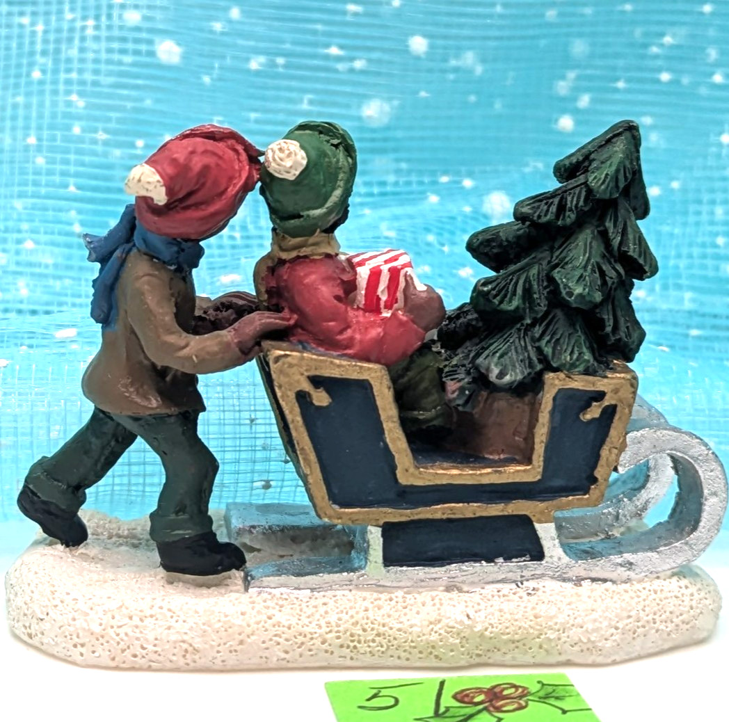 *READ* sled boy girl Christmas Village Figurine LOOSE INV51