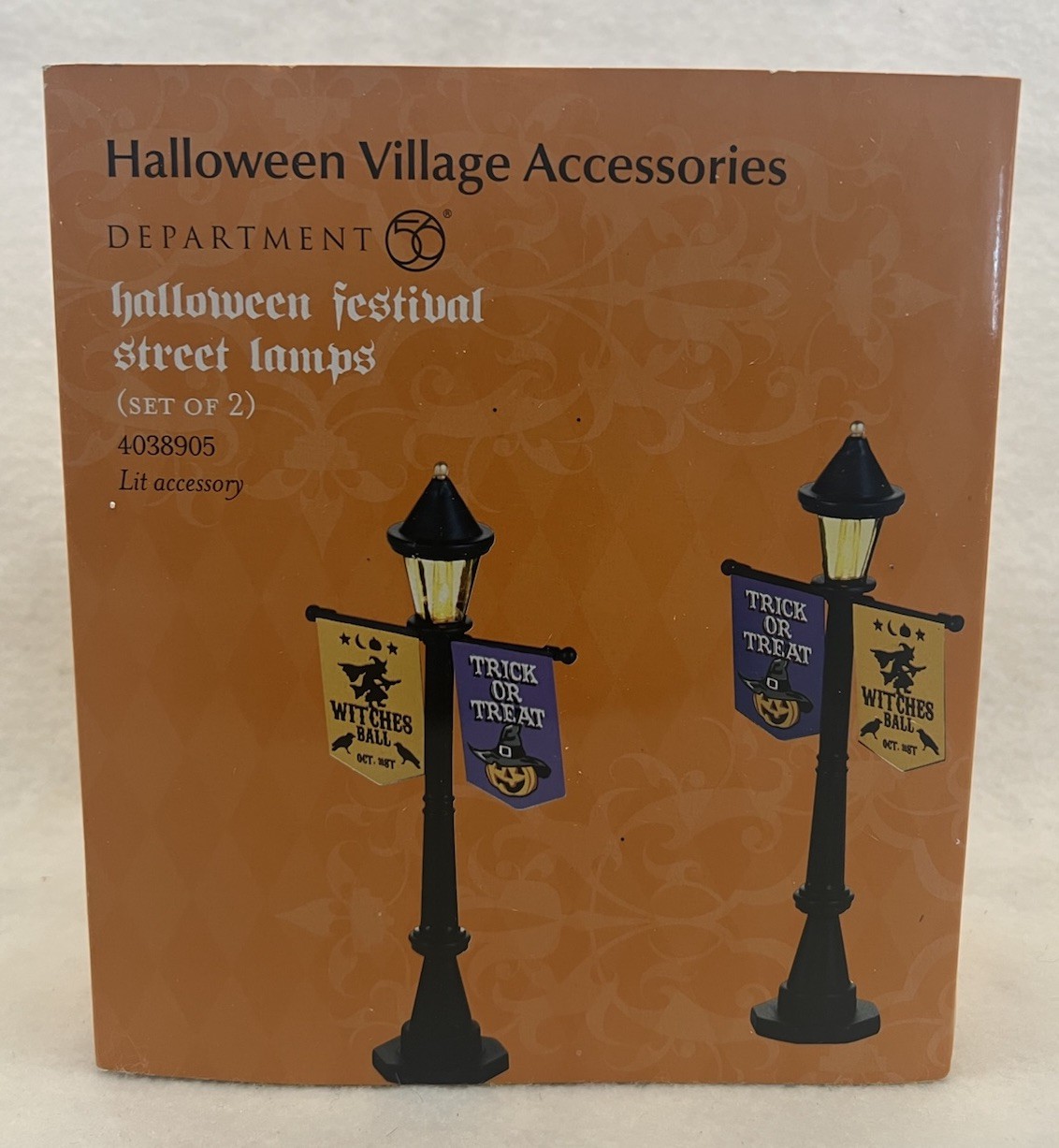 Dept 56 Snow Village Halloween “Festival Street Lamps” #4038905 Extremely Rare