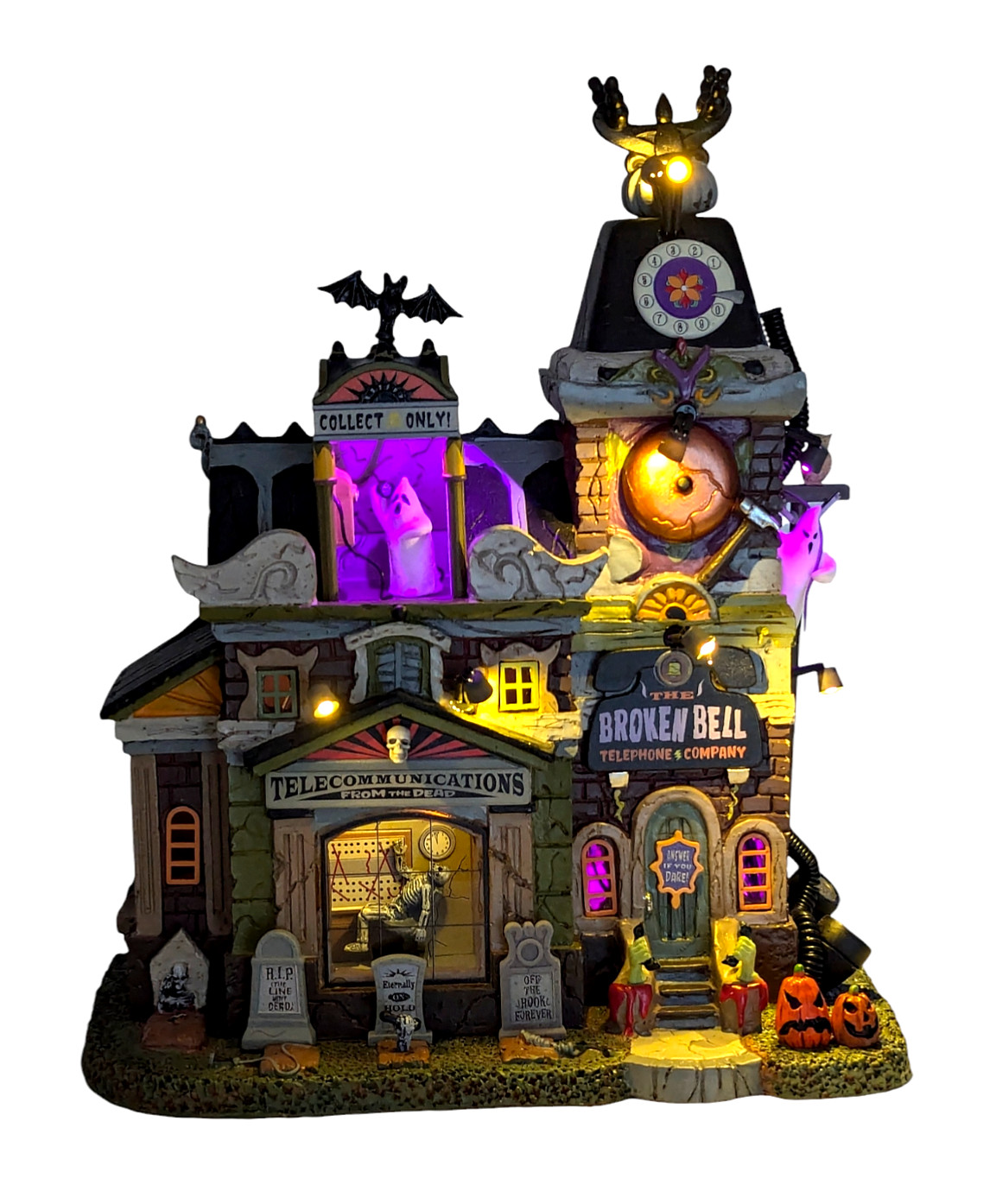 Lemax Spooky Town BROKEN BELL TELEPHONE Calls From Dead Halloween Village LED
