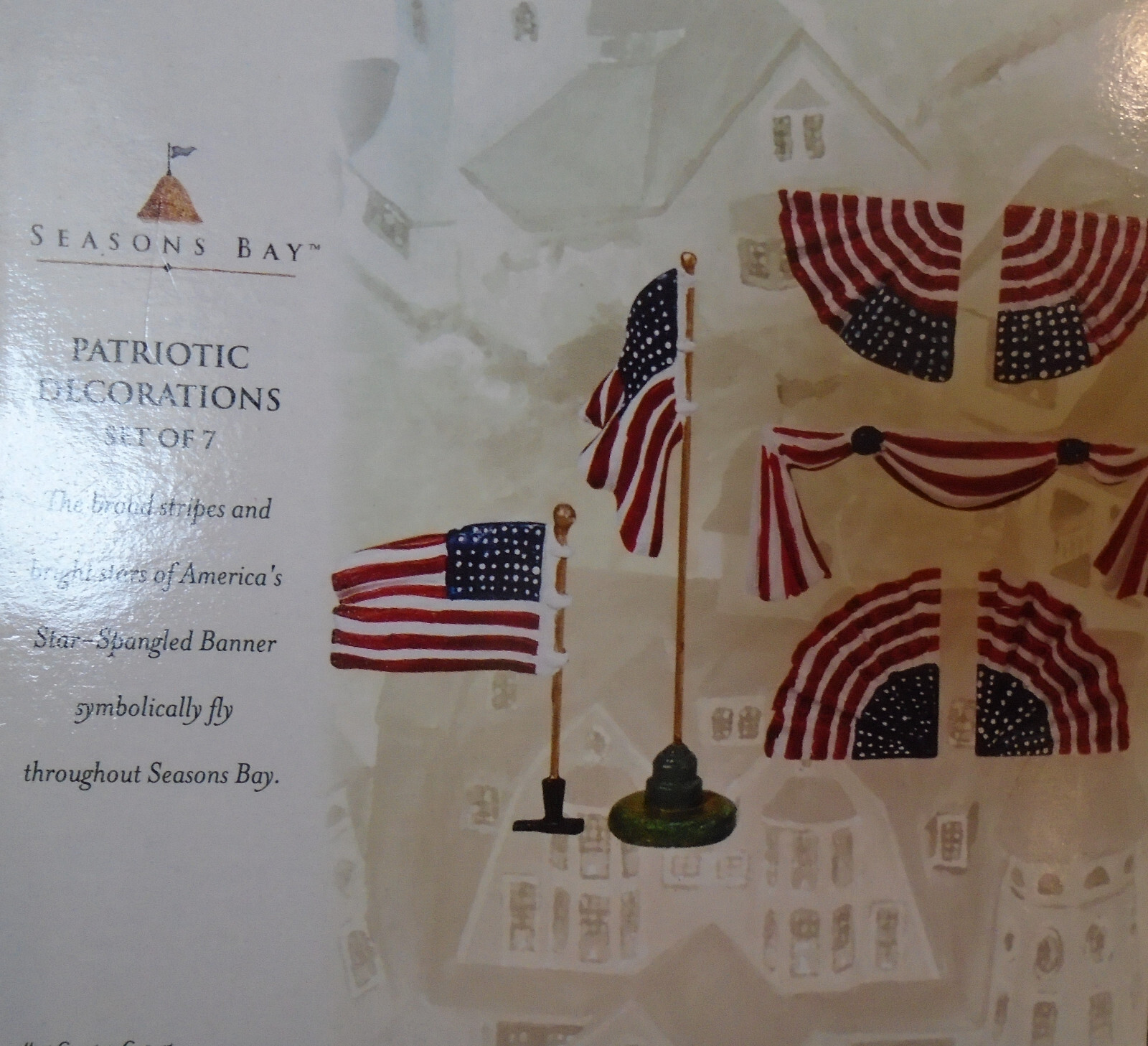Dept 56 Seasons Bay Accessory Patriotic Decorations Set of 7 #53605 NEW BOX