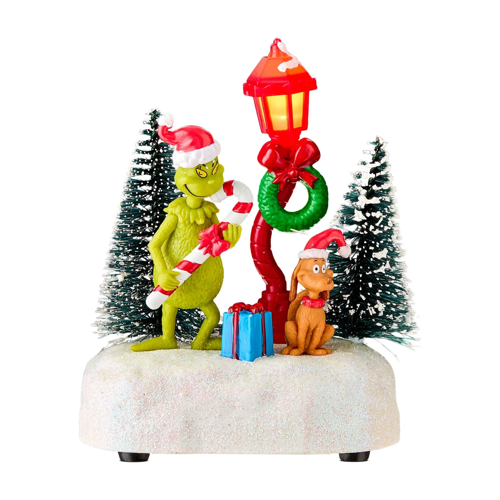 Grinch and Max Light Up Lamppost Figurine Christmas Village Decor Ruz Holiday !