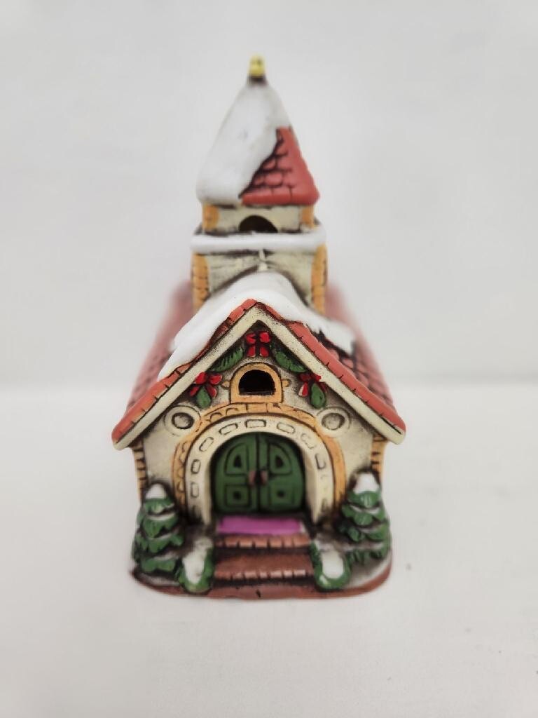LEFTON CHRISTMAS CHURCH 1987 Handpainted BYRON WOOD Vintage Light Up 06350