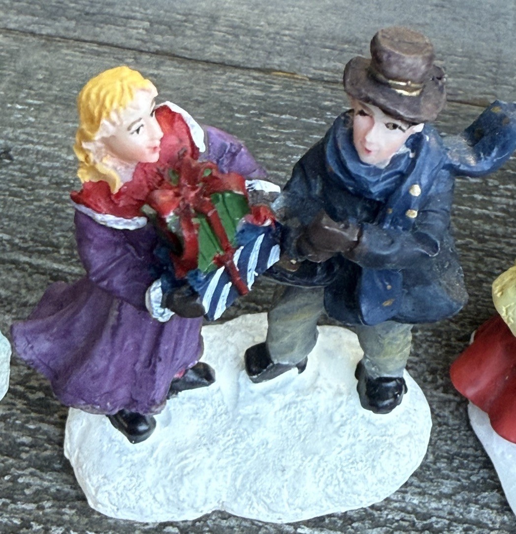 Lot Of 6 Christmas Village Figurines Decorative Miniatures Christmas Holiday