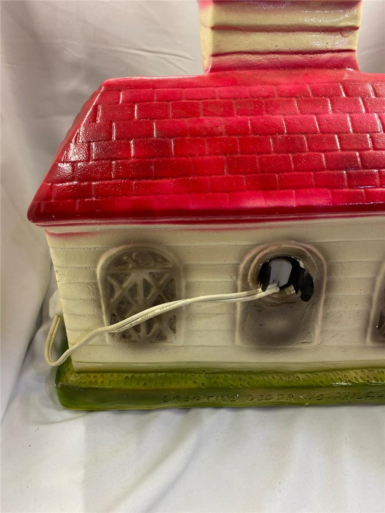 Vintage Creative Decor Phila.PA 1979 Chalk Ware Plaster Lighted Church