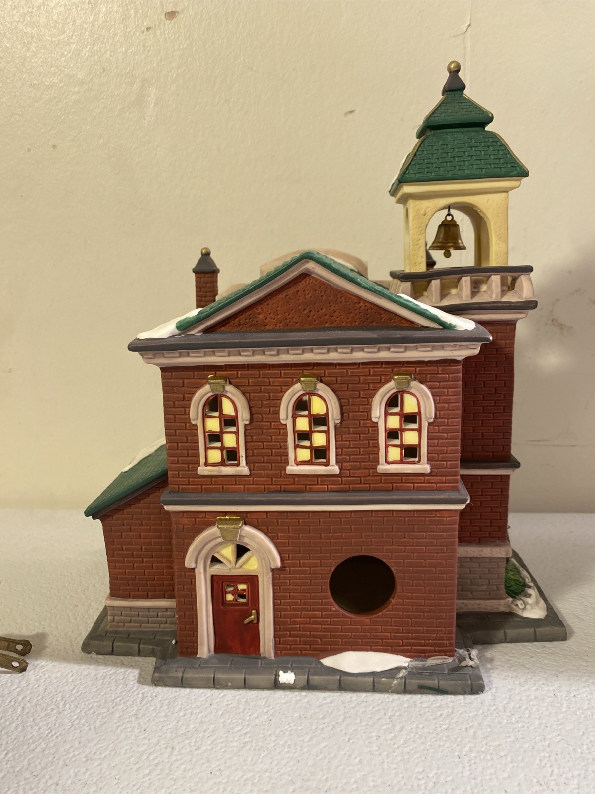 O’well Heartland Valley Lighted Christmas Village Fire Department Dalmatian Bell