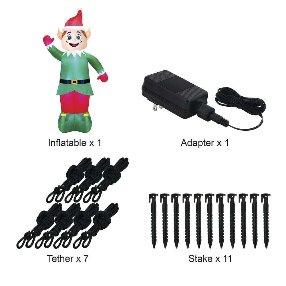 20′ LED Giant Joyful Elf w/ Santa Hat Christmas Inflatable Outdoor Holiday Decor