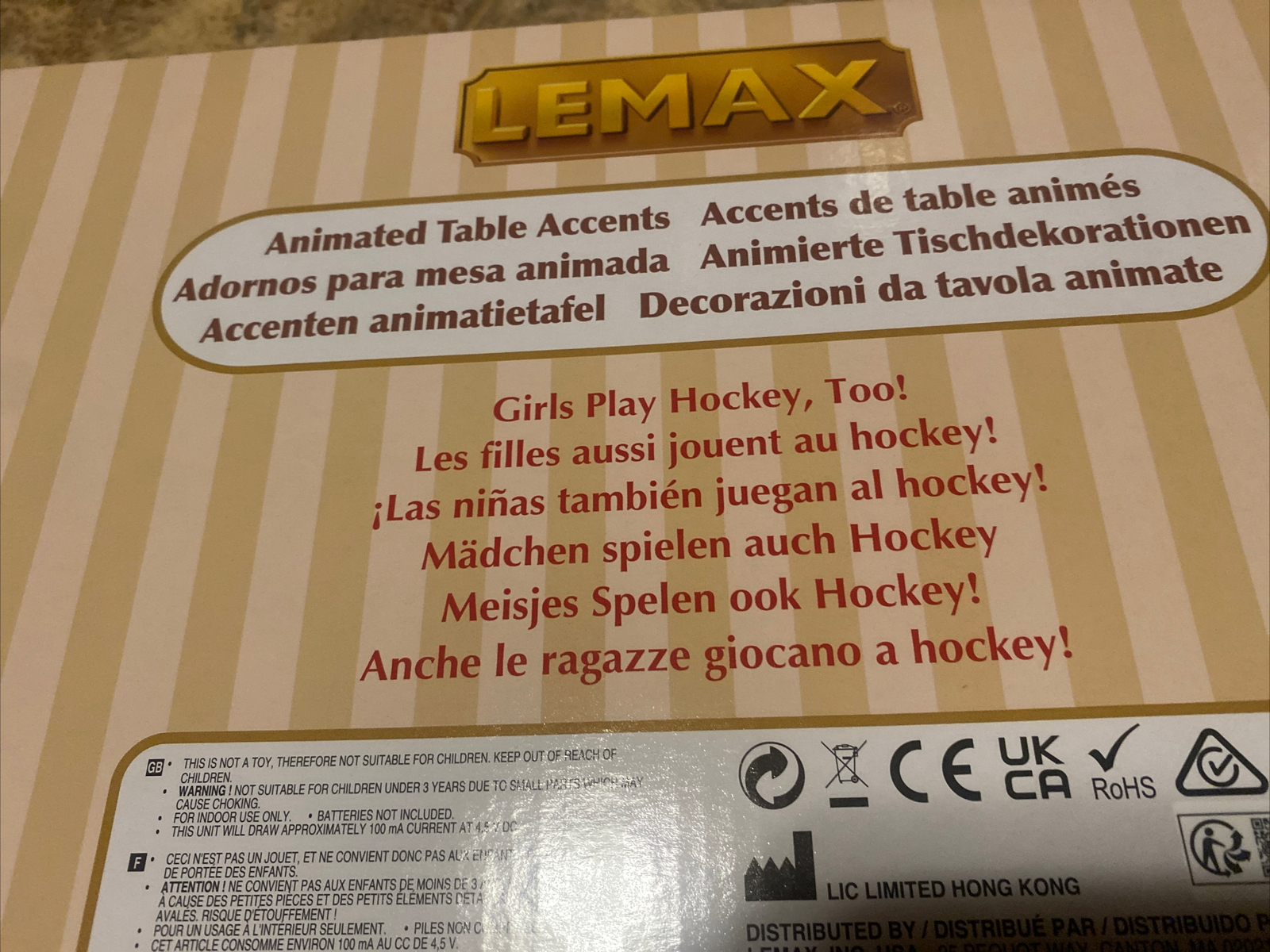 Lemax -Girls Play Hockey Too-animated Skating Pond -Holiday Village-