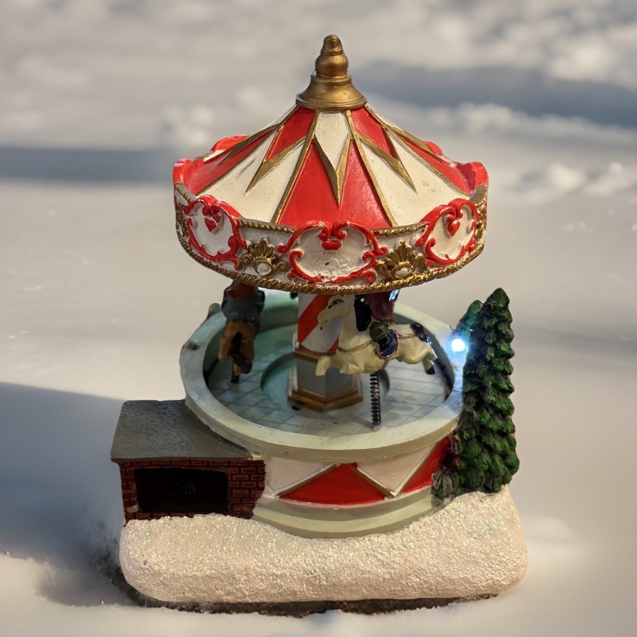 Victoria Falls Christmas Decor Carousel LED Lighted Animated Horse Ride- READ