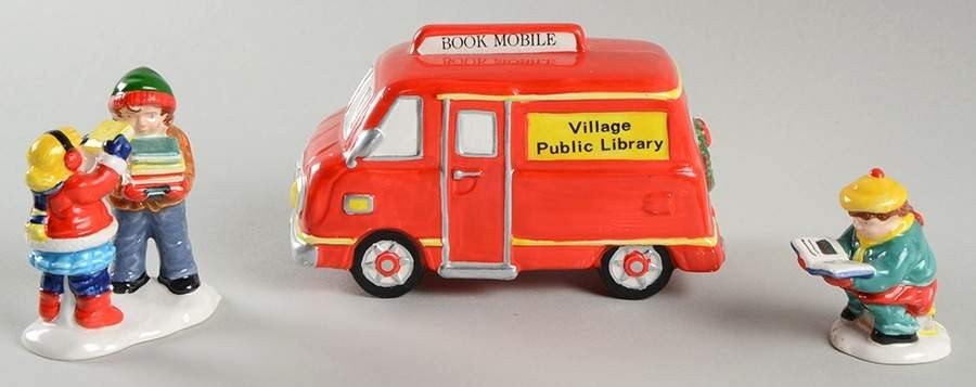 Dept 56 – Original Snow Village -‘Check It Out Book Mobile (Set of 3) #54518