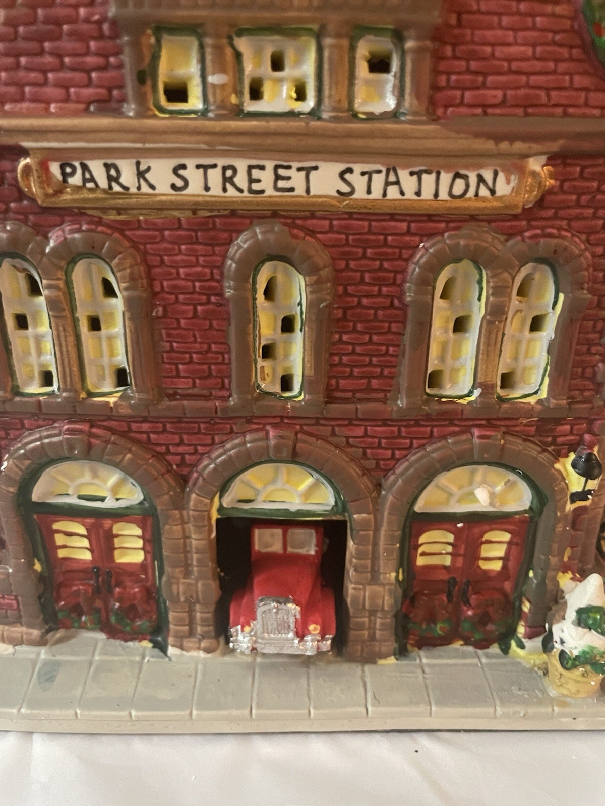 Holiday Time Park Street Fire Station Lighted Christmas Village House Box